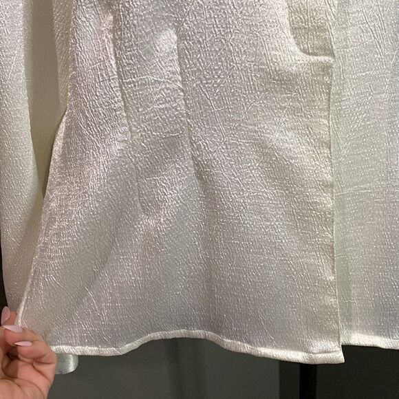Oscar De La Renta Vintage Textured Cream Long Sleeve Blouse Button Down - Picture 5 of 12